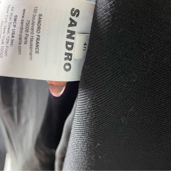 Sandro Black wool blend winter  Trench Coat size 10 - Picture 7 of 10